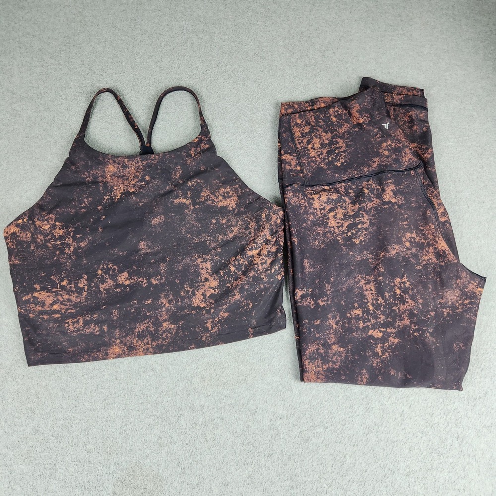 Old Navy Active 2 Piece Sports Bra & Leggings Set Womens XL Brown Powersoft